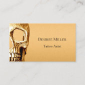 Gothic Skull Face Gold White Tattoo Shop Visitenkarte (Vorderseite)