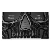 Gothic Skull Face Gray Metallic Cool Tattoo Shop Magnetische Visitenkarte (Vorderseite)