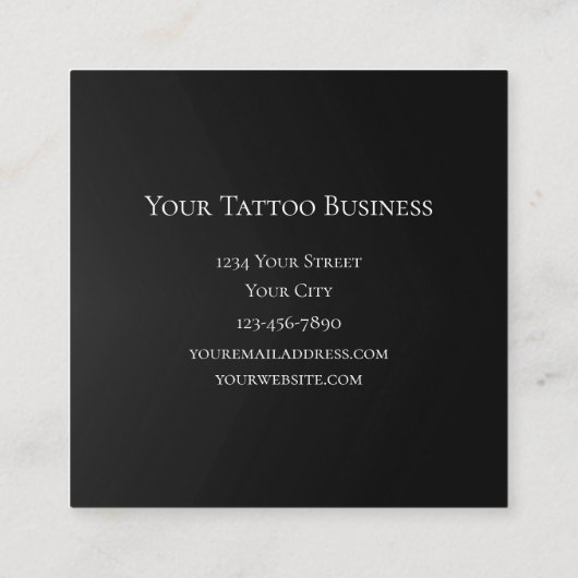 Gothic Skull Face Gray Metallic Cool Tattoo Shop Quadratische Visitenkarte (Rückseite)