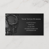 Gothic Skull Face Gray Metallic Cool Tattoo Shop Visitenkarte (Rückseite)