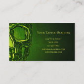 Gothic Skull Face Green Neon Metallic Tattoo Shop Visitenkarte (Rückseite)