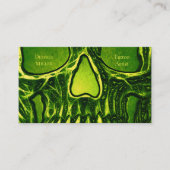Gothic Skull Face Green Neon Metallic Tattoo Shop Visitenkarte (Vorderseite)