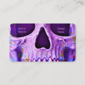 Gothic Skull Face Lila Blue Tattoo Shop Visitenkarte (Vorderseite)
