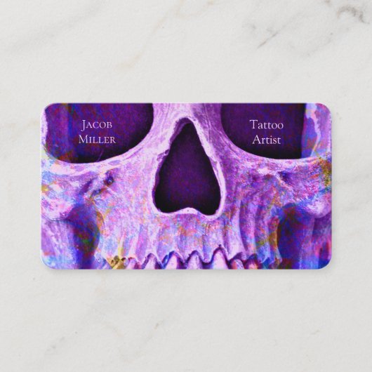 Gothic Skull Face Lila Blue Tattoo Shop Visitenkarte (Vorderseite)