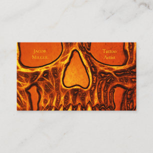 Gothic Skull Face Orange Black Tattoo Shop Visitenkarte