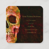 Gothic Skull Face Red Green Tattoo Shop Quadratische Visitenkarte (Rückseite)