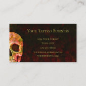 Gothic Skull Face Red Green Tattoo Shop Visitenkarte (Rückseite)