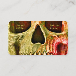 Gothic Skull Face Red Green Tattoo Shop Visitenkarte