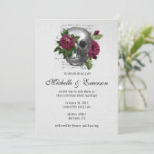 Gothic Skull Floral bis zum Tod tun wir Teil Hochz Einladung (Stehend Vorderseite)