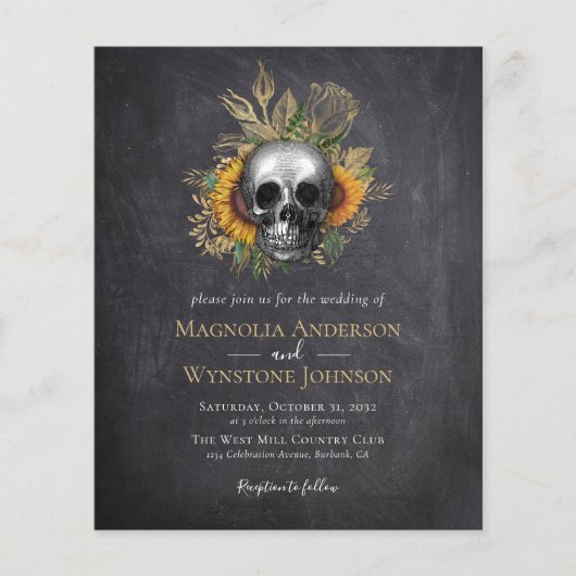 Gothic Skull Floral Halloween Einladung Flyer (Vorne)