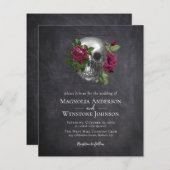 Gothic Skull Floral Hochzeitseinladung (Vorne/Hinten)