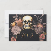 Gothic Skull Floral QR Code Hochzeit RSVP Karte (Rückseite)