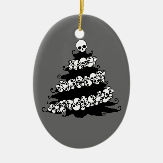 Gothic Skull Garland Tree Keramik Ornament (Vorne)