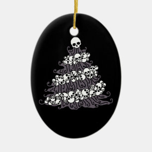 Gothic Skull Garland Tree Keramikornament