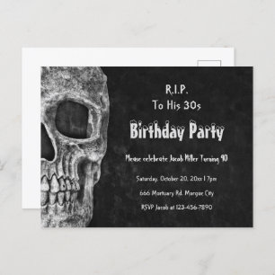 Gothic Skull Geburtstagsparty RIP bis zu seinen 30 Einladungspostkarte