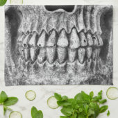 Gothic Skull Gesicht Schwarz und Weiß Nah Geschirrtuch (Gefaltet)