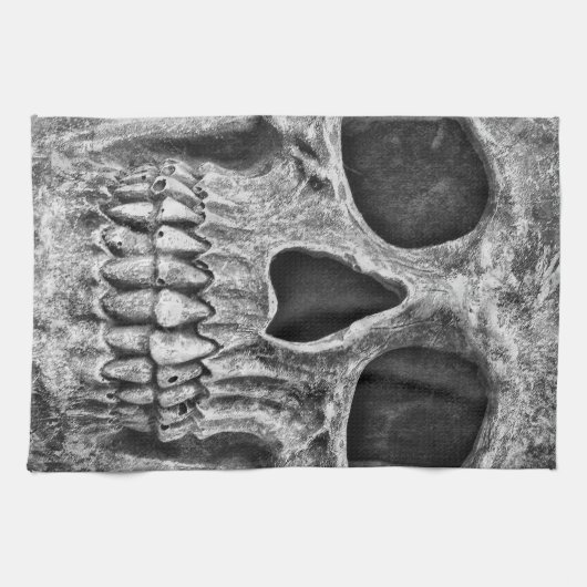 Gothic Skull Gesicht Schwarz und Weiß Nah Geschirrtuch (Horizontal)