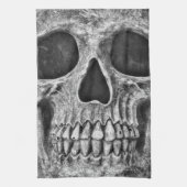 Gothic Skull Gesicht Schwarz und Weiß Nah Geschirrtuch (Vertikal)