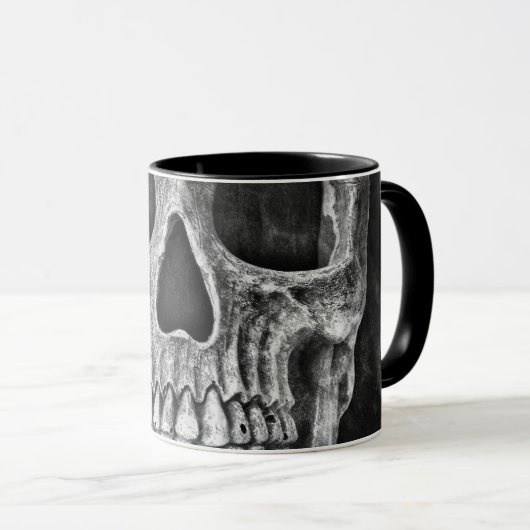Gothic Skull Gesicht Schwarz-Weiß-Grunge Cool Tasse (VorderseiteRechts)