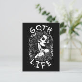 Gothic Skull Girl Portrait and Quote - Goth Life Postkarte (Stehend Vorderseite)