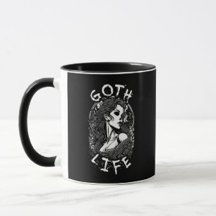 Gothic Skull Girl Portrait and Quote - Goth Life Tasse