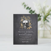 Gothic Skull Gold Halloween Einladung (Stehend Vorderseite)