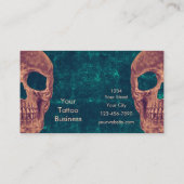 Gothic Skull Green Aquamarin Brown Texture Tattoo  Visitenkarte (Rückseite)