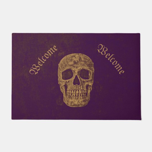 Gothic Skull Grunge Lila Gold Cooler Empfang Fußmatte (Vorderseite)