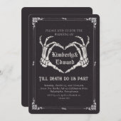 Gothic Skull Hallowedding Retro Hochzeit Einladung (Vorne/Hinten)