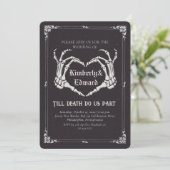 Gothic Skull Hallowedding Retro Hochzeit Einladung (Stehend Vorderseite)