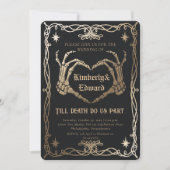 Gothic Skull Hallowedding Retro Hochzeit Einladung (Vorderseite)