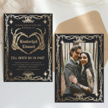 Gothic Skull Hallowedding Retro Hochzeit Einladung