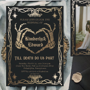 Gothic Skull Hallowedding Retro Hochzeit Einladung