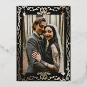 Gothic Skull Hallowedding Retro Save the Date Folieneinladung (Rückseite)