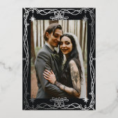 Gothic Skull Hallowedding Retro Save the Date Folieneinladung (Rückseite)