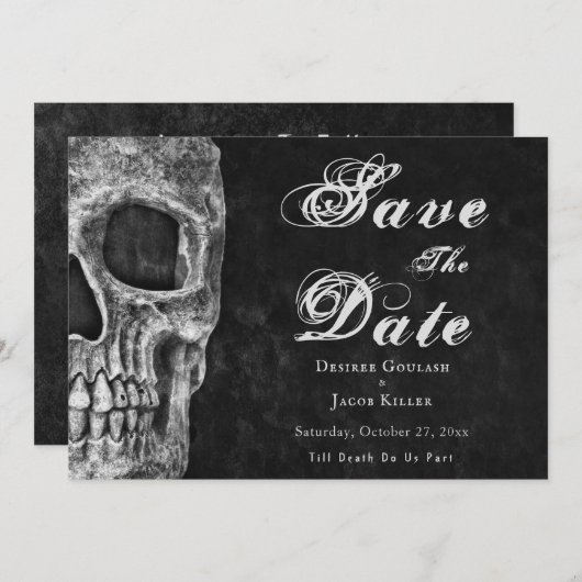 Gothic Skull Hallowedding Save the Date (Vorne/Hinten)
