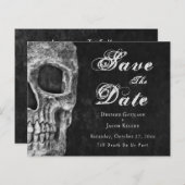 Gothic Skull Hallowedding Save the Date Budget (Vorne/Hinten)