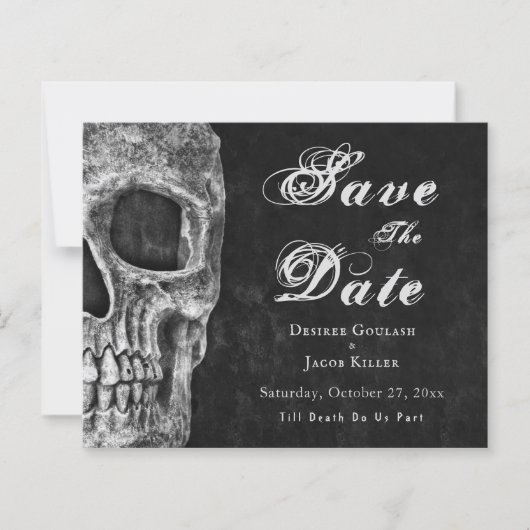 Gothic Skull Hallowedding Save the Date Budget (Vorderseite)