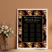 Gothic Skull Halloween Black Seating Chart Poster