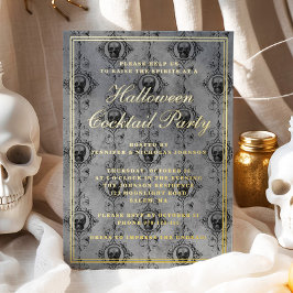Gothic Skull Halloween Cocktail Party Gold Folieneinladung