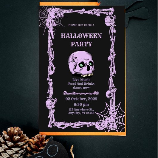 Gothic Skull Halloween Invitation Dark & Elegant Einladung