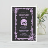 Gothic Skull Halloween Invitation Dark & Elegant Einladung (Stehend Vorderseite)