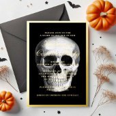 Gothic Skull Halloween Kostüm Party Gold Folieneinladung