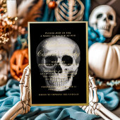 Gothic Skull Halloween Kostüm Party Gold Folieneinladung