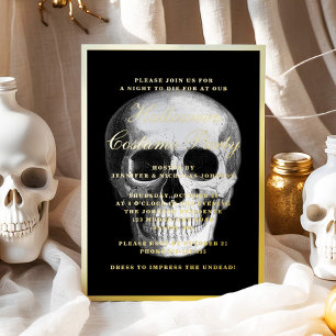 Gothic Skull Halloween Kostüm Party Gold Folieneinladung