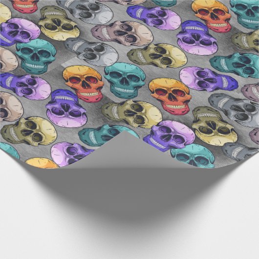 Gothic Skull Halloween Muster Geschenkpapier (Ecke)