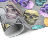 Gothic Skull Halloween Muster Geschenkpapier (Rolleneckpunkt)