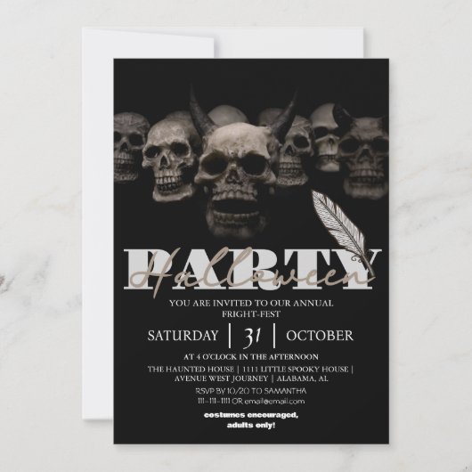 Gothic Skull halloween Party Einladung (Vorderseite)