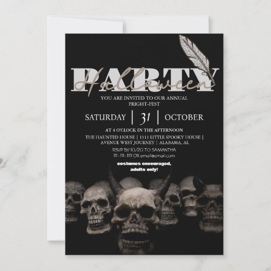 Gothic Skull halloween Party Einladung (Vorderseite)