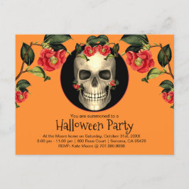 Gothic Skull-Halloween-Party Einladungspostkarte